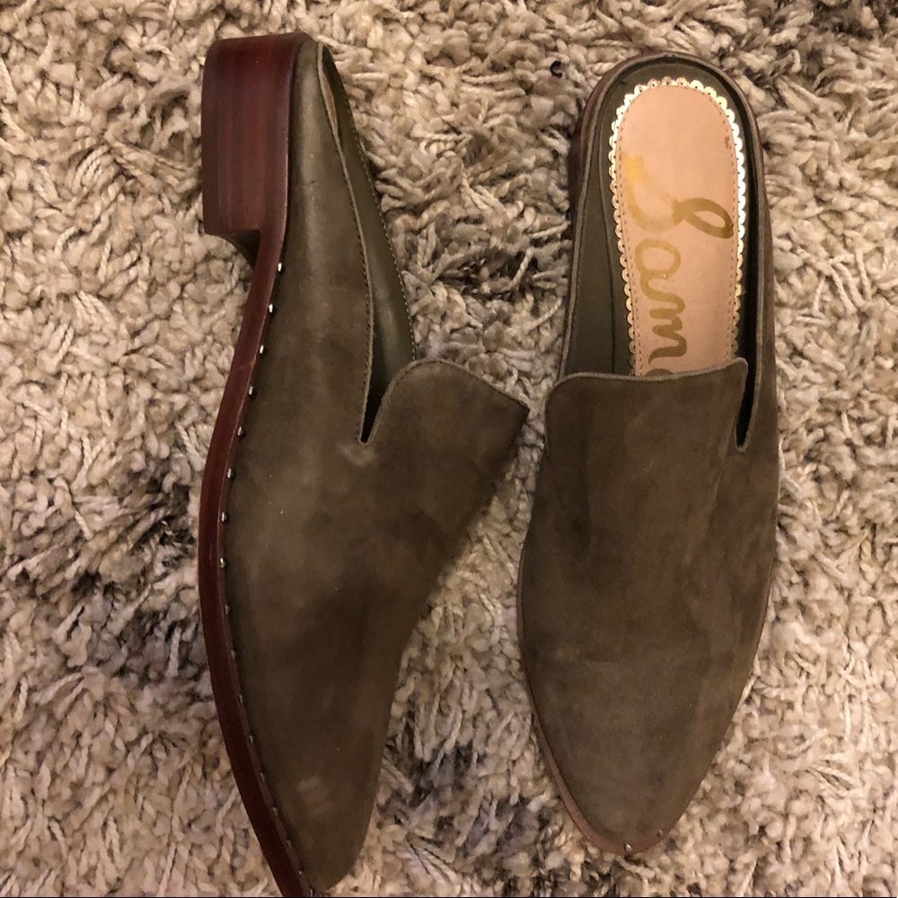 Hunter Green Suede Sam Edelman Mules